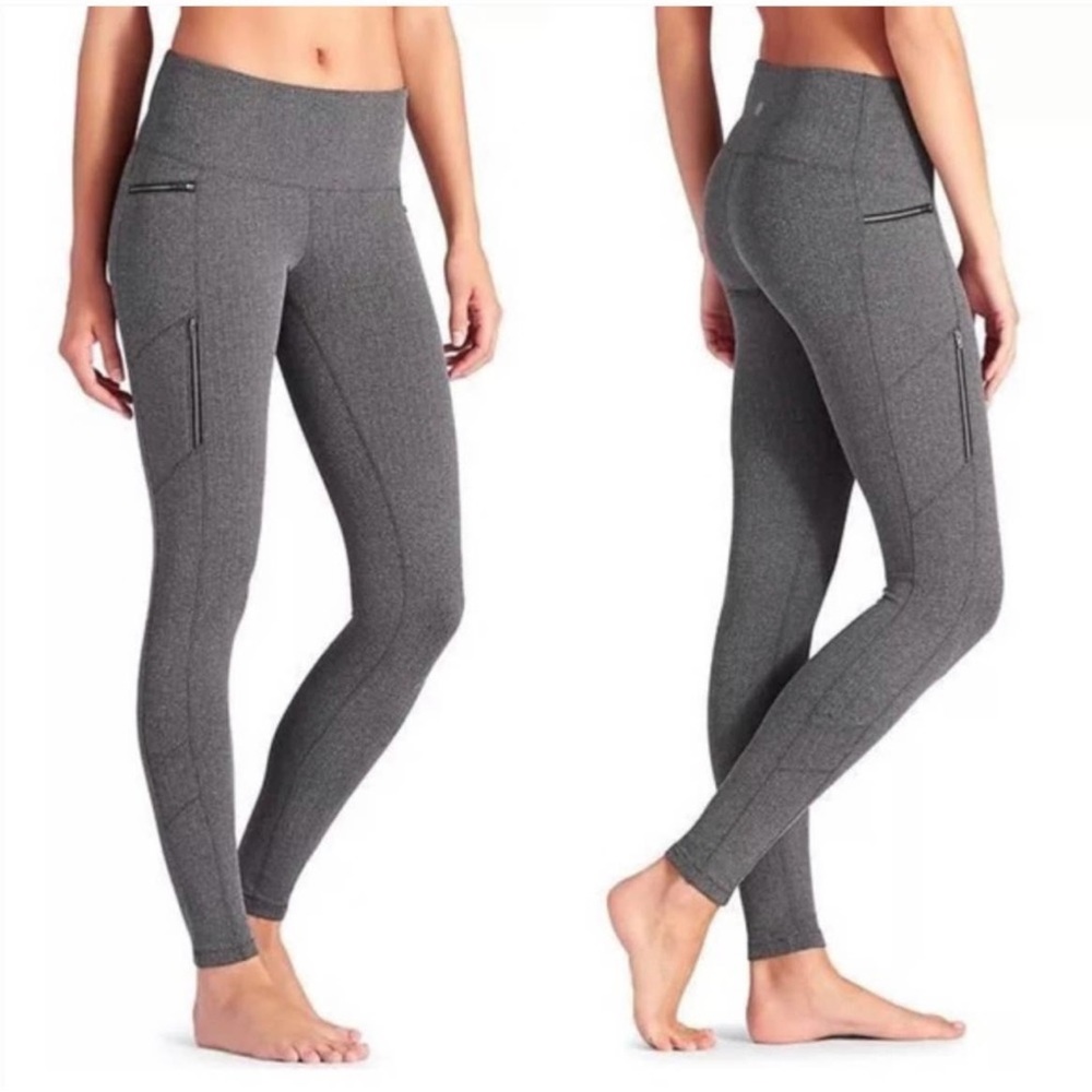 ATHLETA Sly Drifter Tights in Herringbone Black Grey Size XS